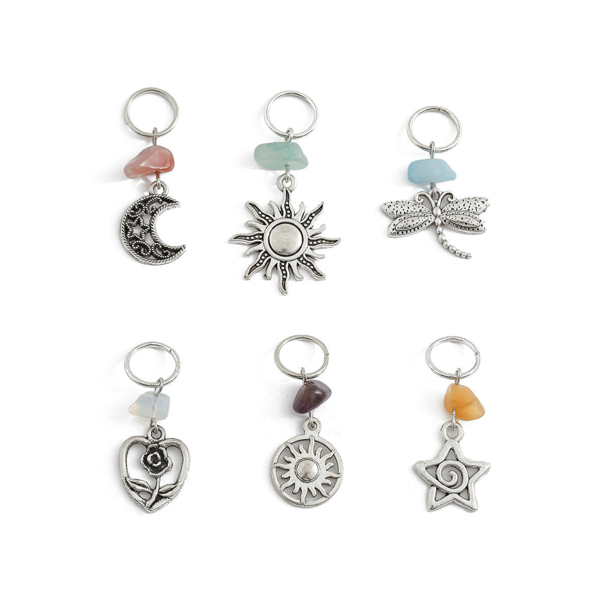 Hair Braiding Rings, EDC Coachella Festival Inspired Jewelry, 6 pcs Set