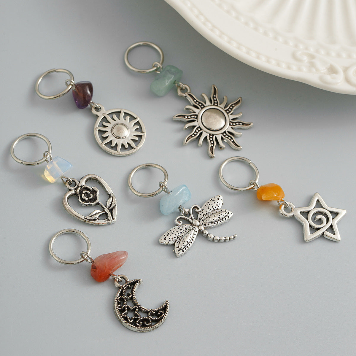 Hair Braiding Rings, EDC Coachella Festival Inspired Jewelry, 6 pcs Set
