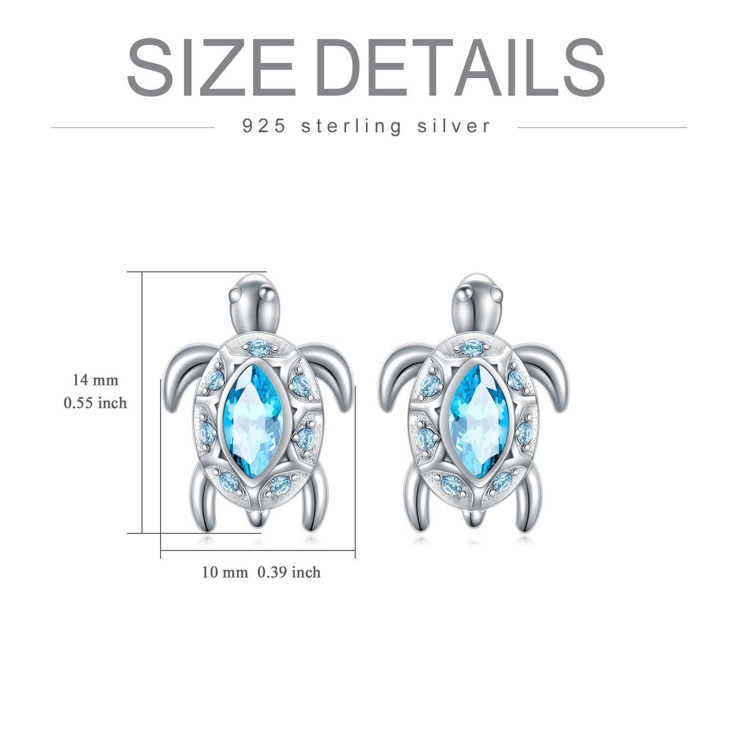 Sea Turtle Ocean Inspired Sterling Silver Stud Earrings, Symbolism Earrings, Elegant Sea Life Jewelry, Patience Wisdom Endurance Good Luck